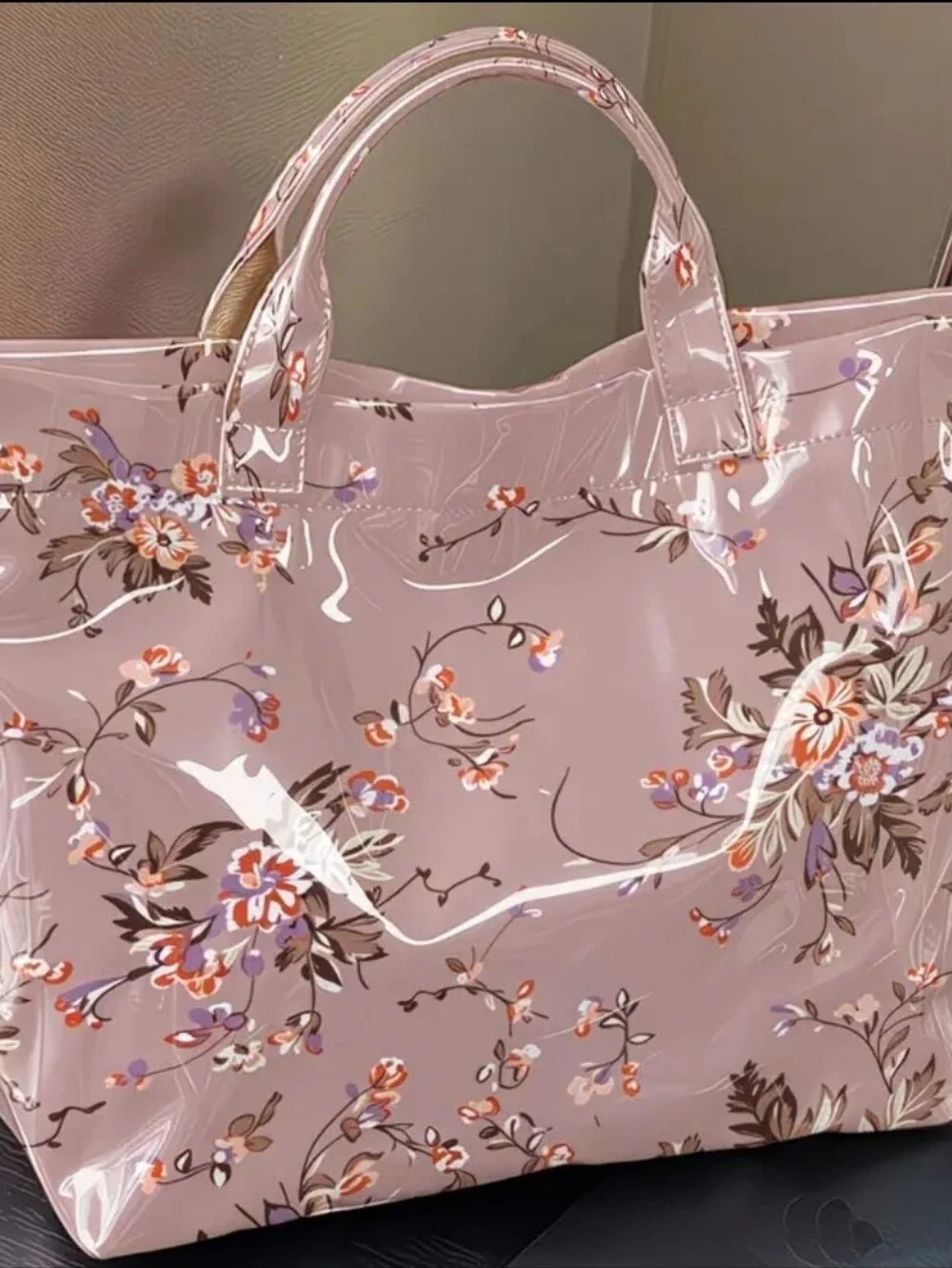 Wimen Elegant PVC Bag Floral Daily Commute Tote Hand Bag